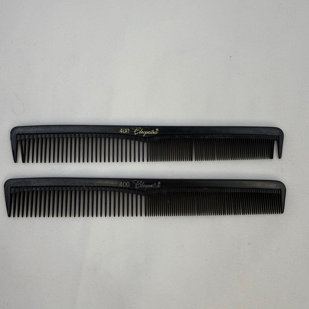 Vintage Cleopatra 400 Professional Hair Combs Black Barber Styling Lot of 2
